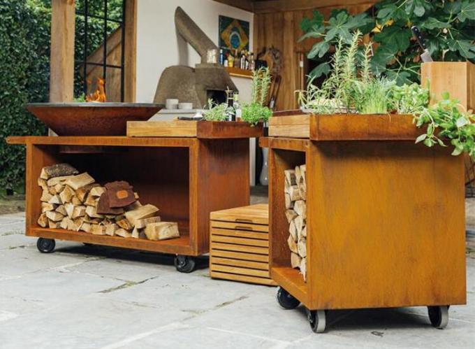 Multi Function Rectangular BOutdoor Cooking BBQ  Corten Steel Fire Pit Grill 0 Multi Function Rectangular BOutdoor Cooking BBQ  Corten Steel Fire Pit Grill 0