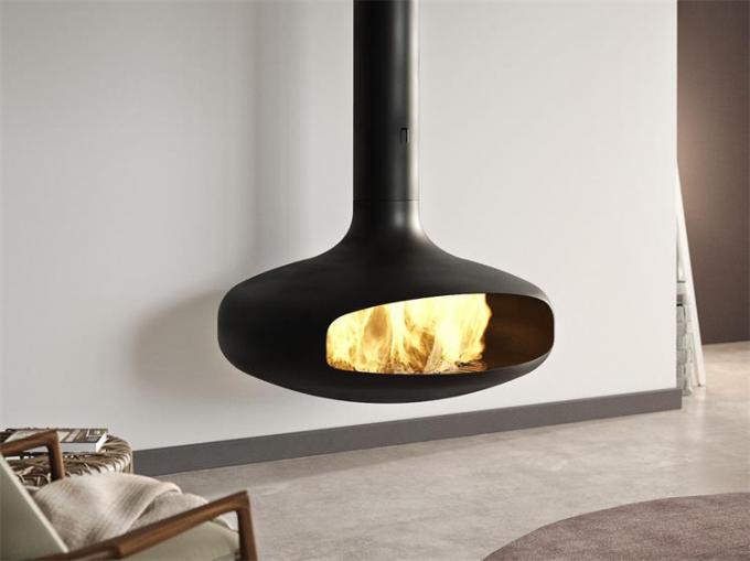 100cm Modern Wall Mounted Indoor Hanging Wood Burning Suspended Fireplace