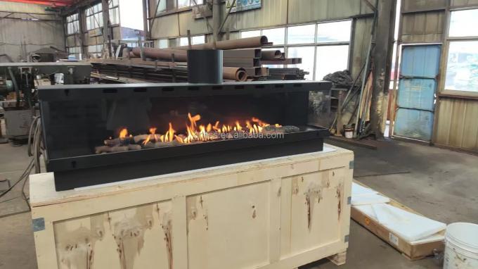European Black Matte Carbon Steel Three-sided gas fireplace Propane Gas Natural Gas Fireplaces 4