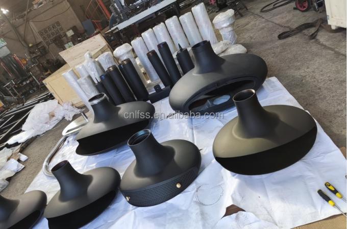 European Black Matte Carbon Steel Three-sided gas fireplace Propane Gas Natural Gas Fireplaces 5