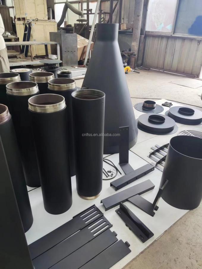 High Grade Black Modern Table European Style Luxury Glass Art Rotating Fireplace Carbon Steel Round Furniture 0