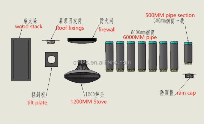 Suspended wood black  fireplace burning rooftop fireplace indoor steel custom 7