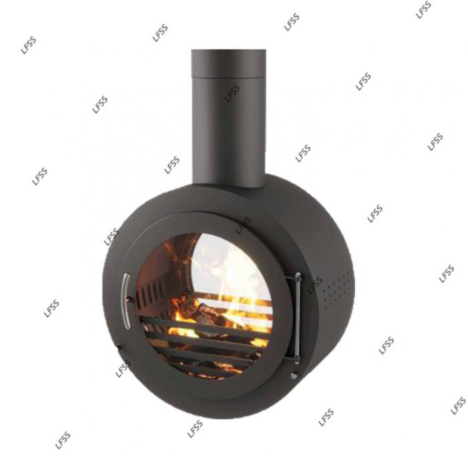 Suspended wood black  fireplace burning rooftop fireplace indoor steel custom 23