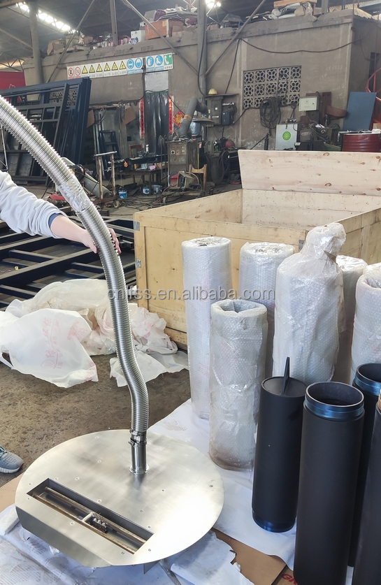 High Style Luxury  Glass Art Rotating Fireplace Furniture Carbon High Grade Black Modern Steel Round Furniture 8