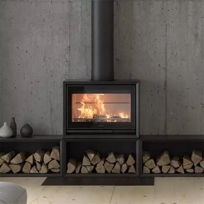 Indoor Heater Matt Black Freestanding Steel Fireplace Wood Burning Stove