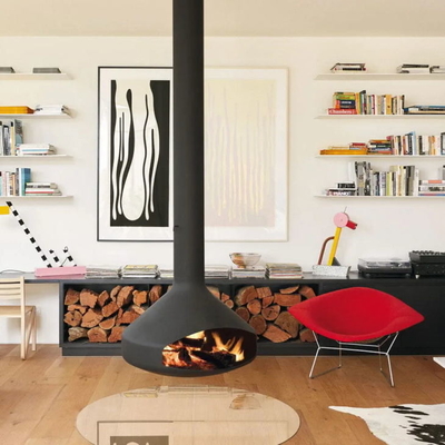 800mm Europe Style Wood Burning Steel Stoves Wall Mounted Hanging Fireplaces