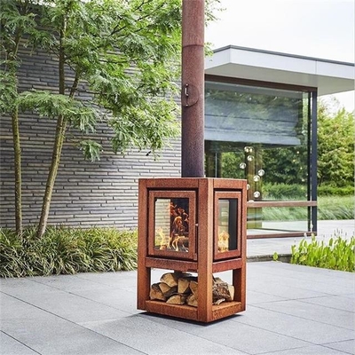 Wood Burning Outdoor Metal Fireplace Corten Steel Stove For Patio Heaters