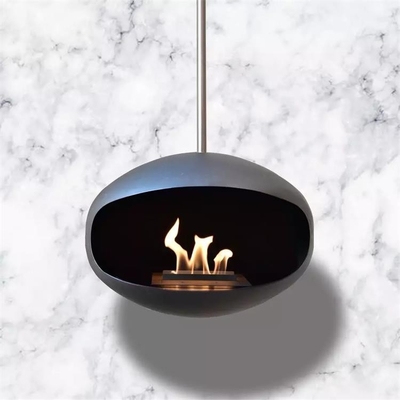 Black Modern Indoor Ceiling Mounted Cocoon Hanging Bioethanol Stove Fireplace