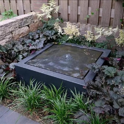 Black Surface Pool Fountain Outdoor Carbon Steel Water Feature For Garden