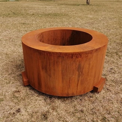 Large Outdoor Heater Round Corten Steel Outdoor Fire Table With T Shape Legs