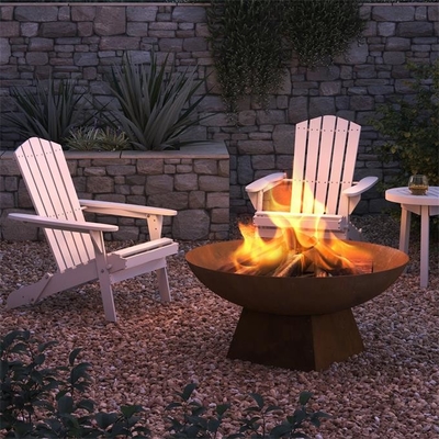 80cm Backyard Rusty Metal Fire Bowls Corten Steel Wood Burning Outdoor Fire Pit