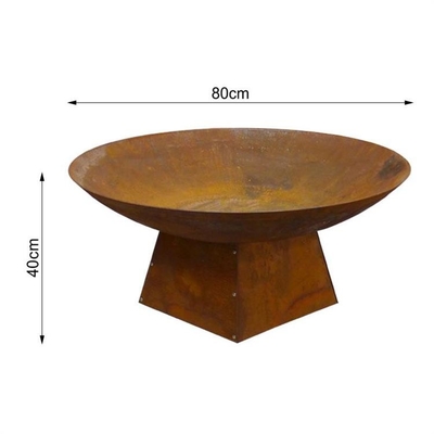 80cm Backyard Rusty Metal Fire Bowls Corten Steel Wood Burning Outdoor Fire Pit