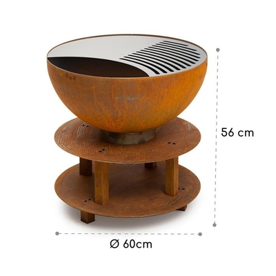 Camping Rusty Firewood Storage Brazier Corten Steel Round Fire Bowl Barbecue