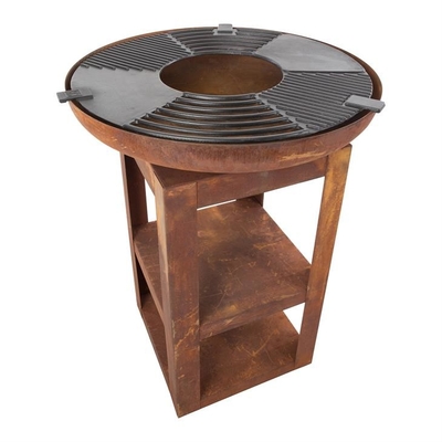 Modern Outdoor Kitchen BBQ Grill Corten Steel Barbecue Plancha Fire Bowl