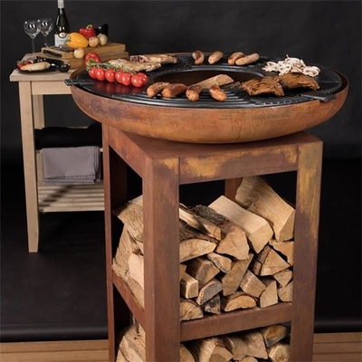Modern Outdoor Kitchen BBQ Grill Corten Steel Barbecue Plancha Fire Bowl