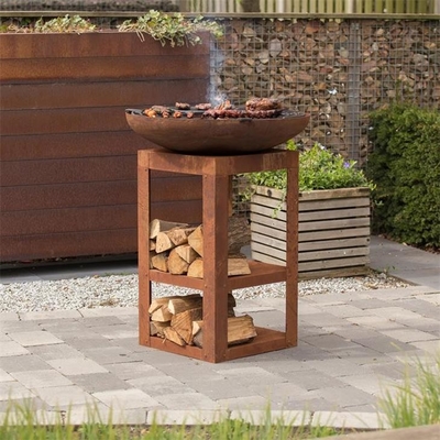 Modern Outdoor Kitchen BBQ Grill Corten Steel Barbecue Plancha Fire Bowl