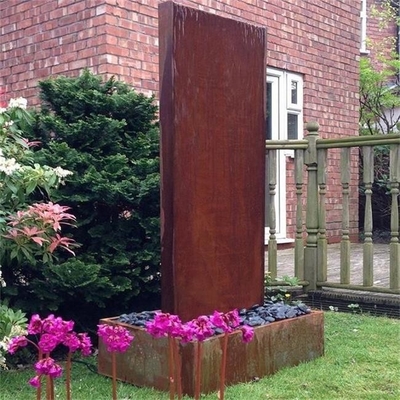 Garden Corten Steel Vertical Wall Water Feature Fountain With LED Lights