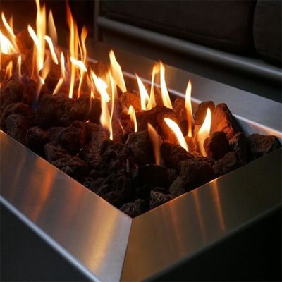 Modern Patio Heating Rectangular Stainless Steel Linear Gas Fire Pit Table