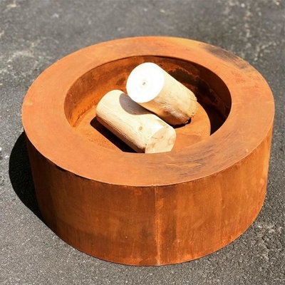 Garden Heater Wood Burning Rusted Metal Circular Corten Steel Fire Pit Table