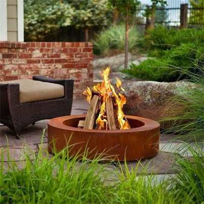 Garden Heater Wood Burning Rusted Metal Circular Corten Steel Fire Pit Table