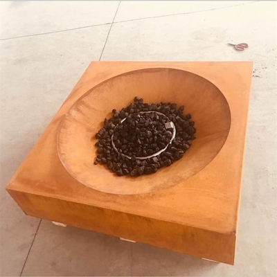 Portable Natural Gas Corten Steel Square Fire Table For Backyard Heater