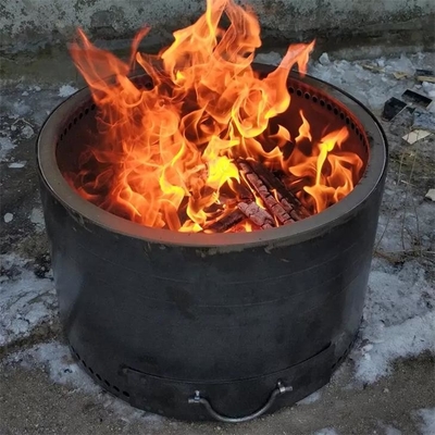 Wood Burning Double Layer Bonfire Stove Cylindrical Corten Steel Smokeless Fire Pit