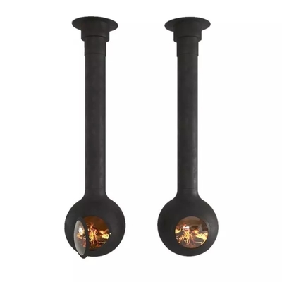 Morden Central Hanging Ceiling Mounted Floating Suspended Globe Wood Fireplace