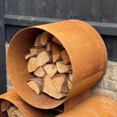 Outdoor Modular Metal Circular Firewood Storage Corten Steel Log Store