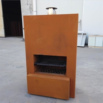 Moder Desiagn Rectangular Heavy Duty Pinacate Corten Metal Outdoor Fireplace