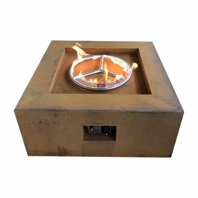 800mm Garden Heater Rustic Corten Steel Natural Gas Square Fire Table