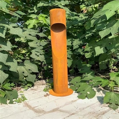 Outdoor Cylinder Led Solar Rust Metal Corten Garden Bollard Light Boxes