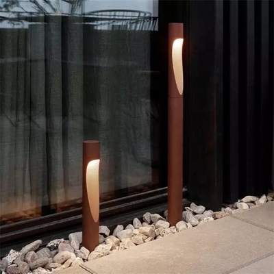Outdoor Cylinder Led Solar Rust Metal Corten Garden Bollard Light Boxes