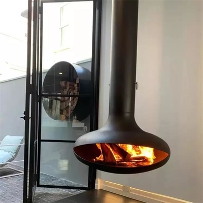 800mm Hanging Roof Mounted Suspended Wood Fireplace For Indoor Decorative