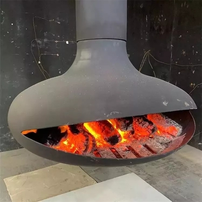 800mm Hanging Roof Mounted Suspended Wood Fireplace For Indoor Decorative