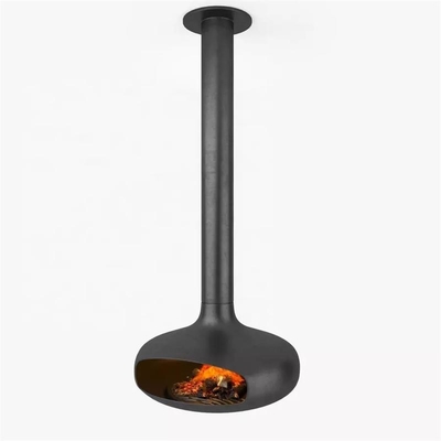 Morden Black Ceiling Suspended Wood Burning Steel Fireplace Stove For Indoor