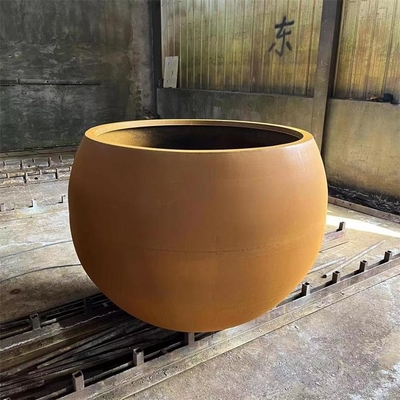 Customized Corten Steel Irregular Round Planter Boxes Streetscape Tree Pots