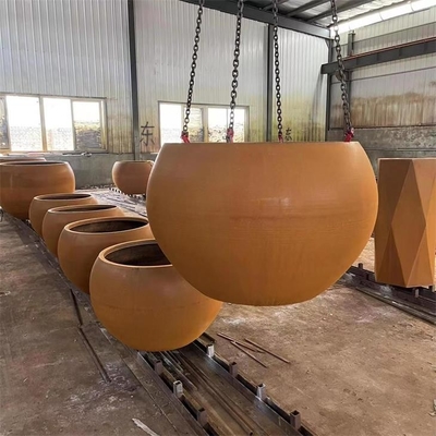 Customized Corten Steel Irregular Round Planter Boxes Streetscape Tree Pots