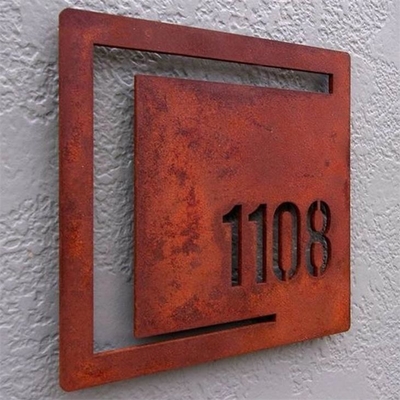 Custom Garden Ornaments Laser Cutting Rusty Corten Steel Wall Sign For Road