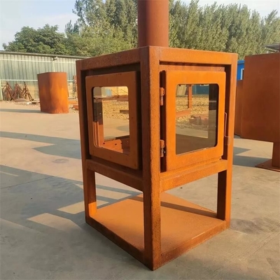 Wood Burning Outdoor Metal Fireplace Corten Steel Stove For Patio Heaters