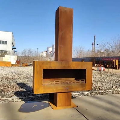 Large Outdoor Corten Metal Wood Burning Chimeneas Freestanding Fireplace