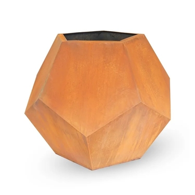 Outdoor Garden Metal Planter Boxes Corten Steel Pentagonal Flowers Planters