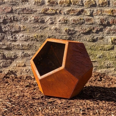 Outdoor Garden Metal Planter Boxes Corten Steel Pentagonal Flowers Planters