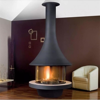 Indoor Decorative Ceiling Mounted Wood Burning Suspended and Rotating Fireplace