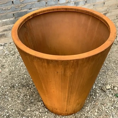 800mm Large Corten Steel Tapered Cylinder Planter Metal Cado Flower Pot