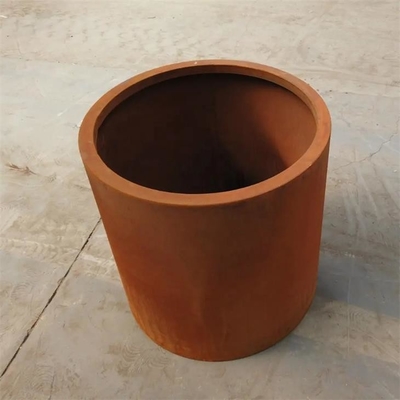 800mm Decorative Metal Garden Pots Cylindrical Corten Steel Planter Boxes