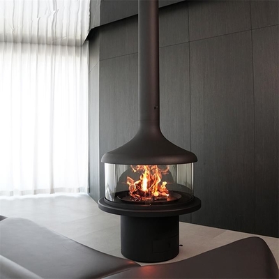 Indoor Decorative Ceiling Mounted Wood Burning Suspended and Rotating Fireplace