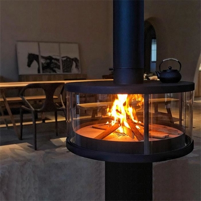 Contemporary Indoor Heaters Wood Burning Stove Suspended Steel Fireplace
