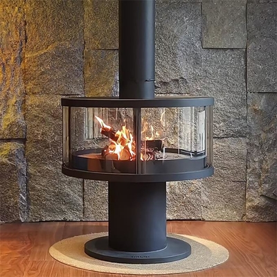 Contemporary Indoor Heaters Wood Burning Stove Suspended Steel Fireplace
