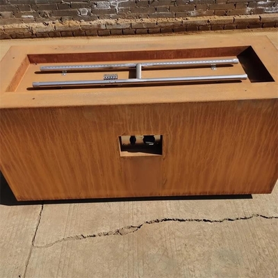 Rectangle Patio Heater Rustic Metal Corten Steel Gas Fire Table
