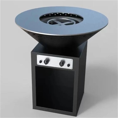 New Design Black Painted Metal Natural Gas Fire Pit With BBQ Grill For Backyard